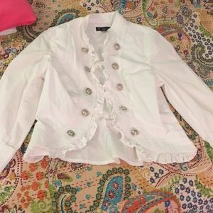 INC white military button jacket six PS